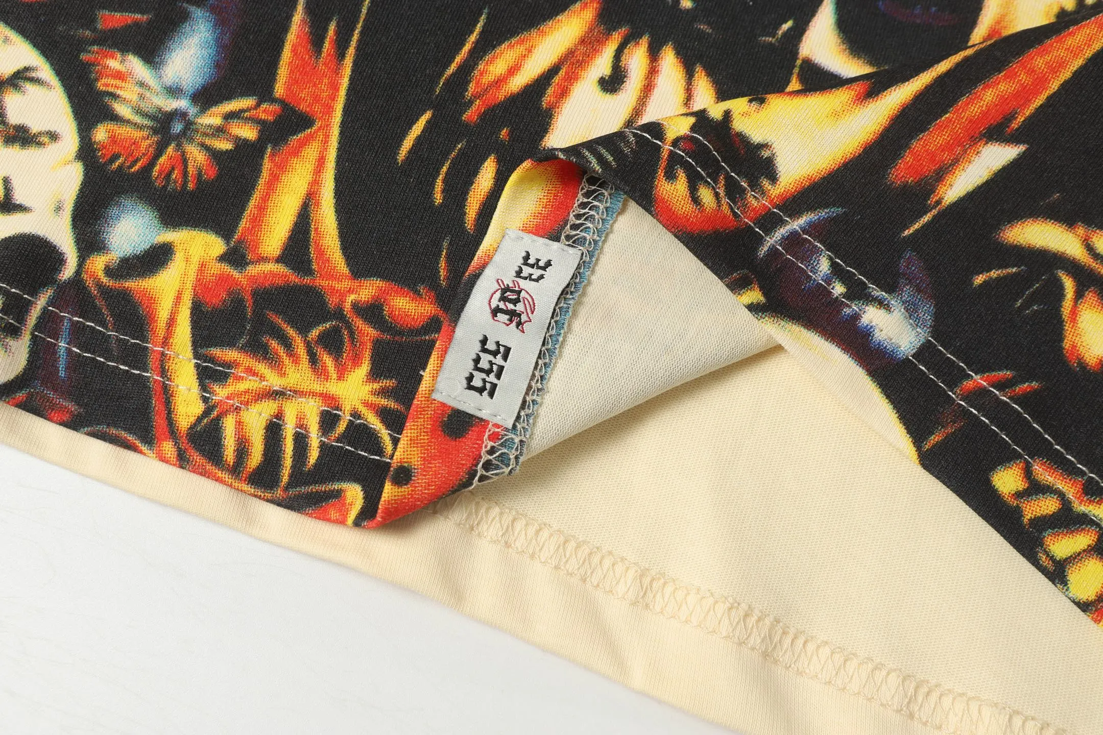5011#apricot|P104 Godspeed cross-border American rock and roll street washed retro style short-sleeved T (craft printing) fabric (fabric) 32 count combed double yarn 240 grams weight code number (size): S-M-L-XL color (colour): apricot