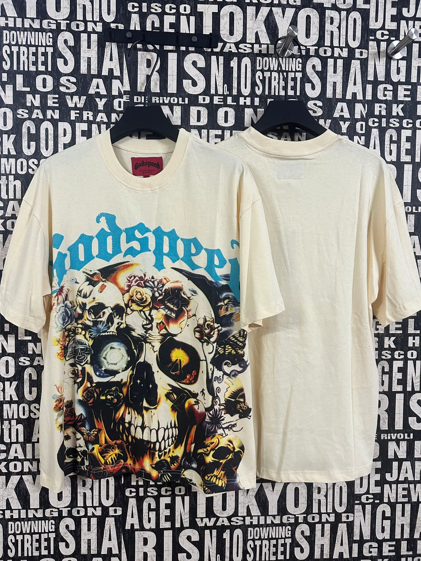 5011#apricot|P104 Godspeed cross-border American rock and roll street washed retro style short-sleeved T (craft printing) fabric (fabric) 32 count combed double yarn 240 grams weight code number (size): S-M-L-XL color (colour): apricot