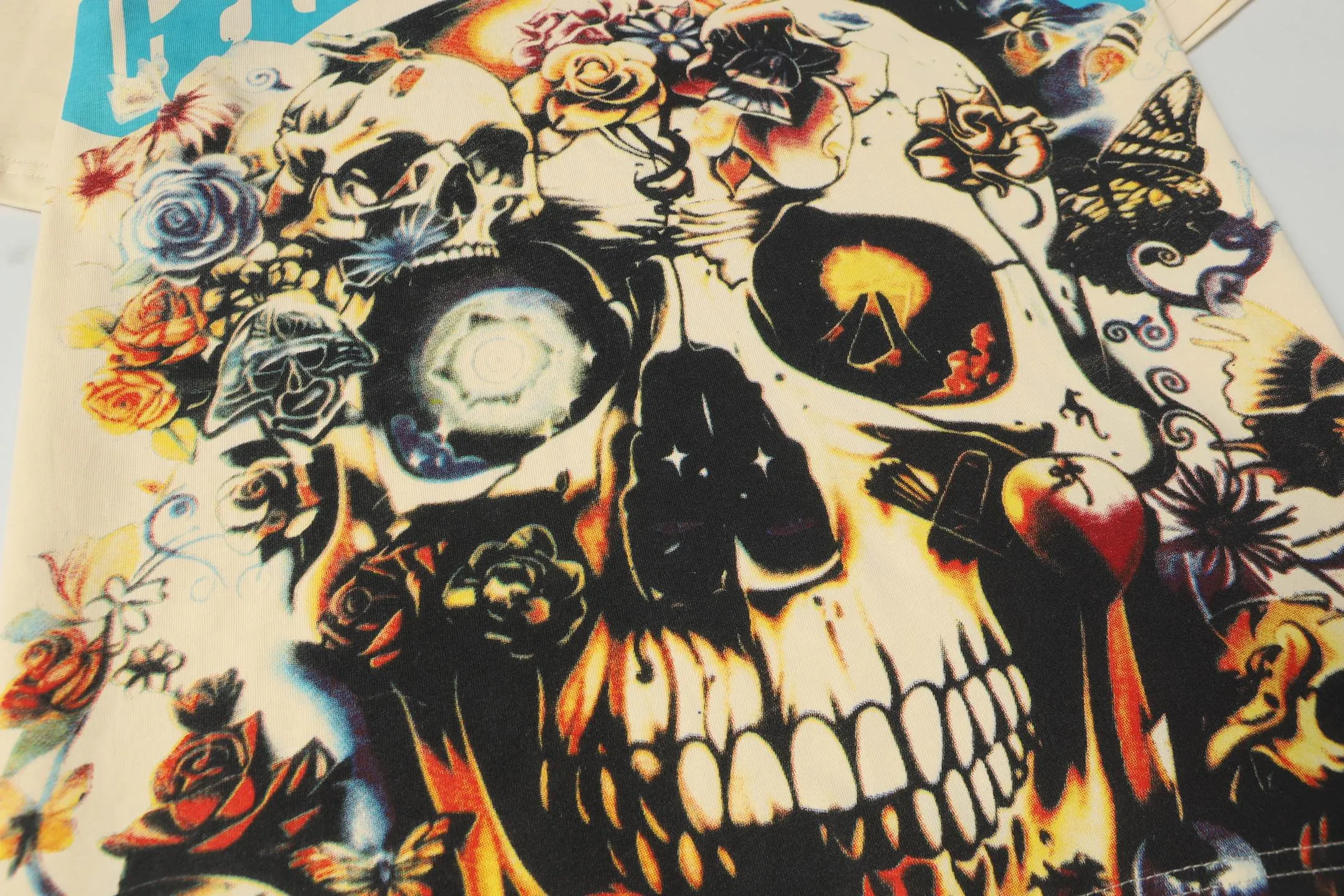 5011#apricot|P104 Godspeed cross-border American rock and roll street washed retro style short-sleeved T (craft printing) fabric (fabric) 32 count combed double yarn 240 grams weight code number (size): S-M-L-XL color (colour): apricot