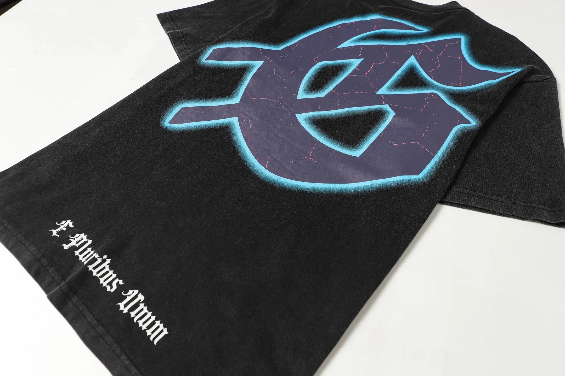 6056 washed black｜P116 Godspeed cross-border American rock and roll street washed retro style short-sleeved T (craft printing) fabric (fabric): 32 count combed double yarn 250 grams weight size (size): S-M-L-XL color (colour): washed black