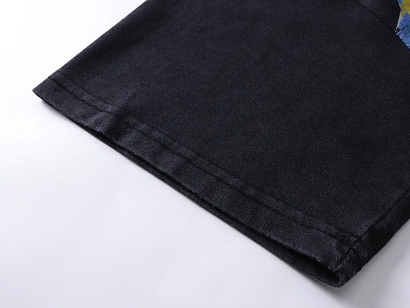 1011# P126 Washed Black Real Shot Godspeed American Fashion Rock Street Retro Washed Distressed Printed Cotton Short Sleeves Fabric: 250g 32 Count Fine Cotton Double Yarn Pure Cotton Color: Washed Black Size: S M L XL