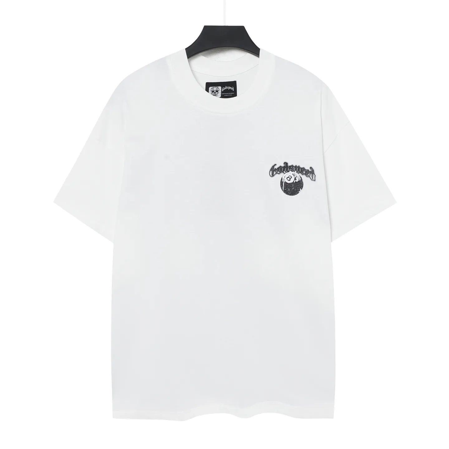 5077# White | P104 Godspeed cross-border American rock and roll street washed retro style short-sleeved T (craft printing) fabric (fabric): 32-count combed double yarn 240 grams weight code number (size): S-M-L-XL color (colour): white