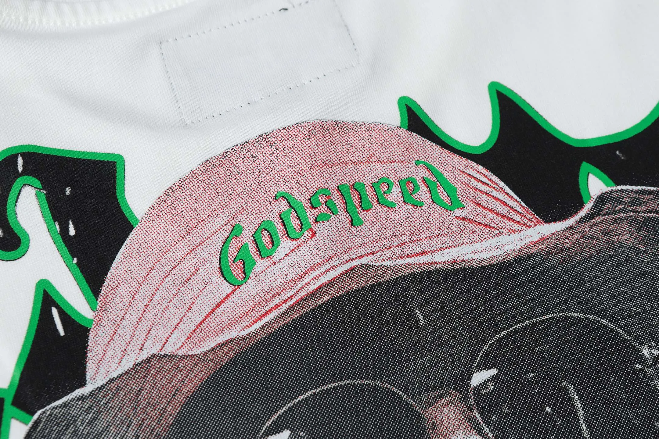 5077# White | P104 Godspeed cross-border American rock and roll street washed retro style short-sleeved T (craft printing) fabric (fabric): 32-count combed double yarn 240 grams weight code number (size): S-M-L-XL color (colour): white