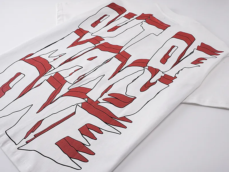 3087# P110 Real shot Godspeed American fashion rock street retro loose printed cotton short sleeves Fabric: 240g 32 count fine cotton double yarn pure cotton Color: off-white Size: S M L XL