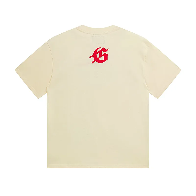 3152# P106 Real shot Godspeed American fashion rock street retro loose printed cotton short sleeves Fabric: 240g 32 count fine cotton double yarn pure cotton Color: apricot Size: S M L XL