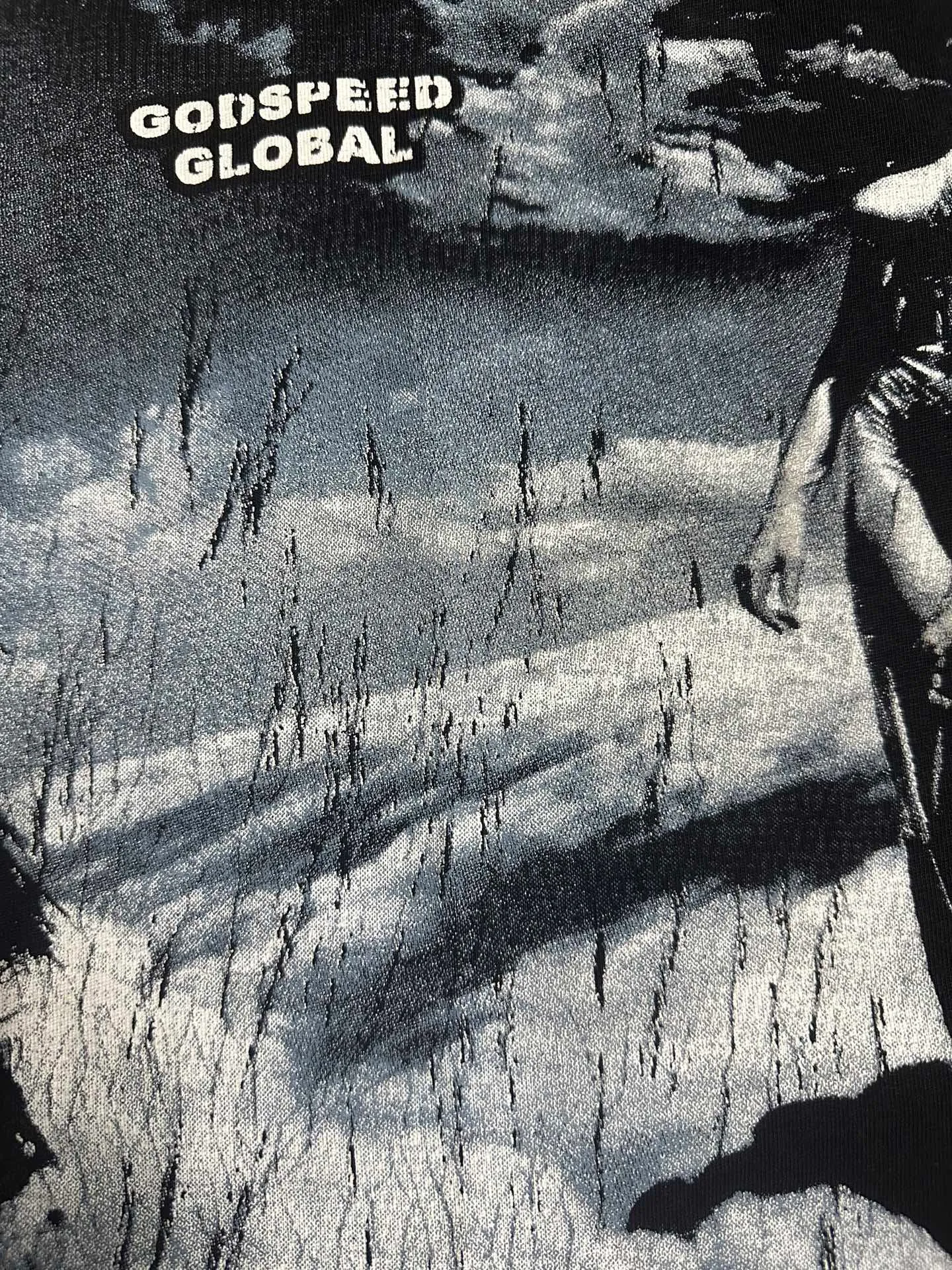 6302# Washed black I P116 Real shot (American fashion niche) Godspeed cross-border American rock street washed retro style short-sleeved T (craft printing) Fabric (fabric): 32 counts combed double yarn 250 grams weight Size (size): S-M-L-XL Color (colour): Washed black