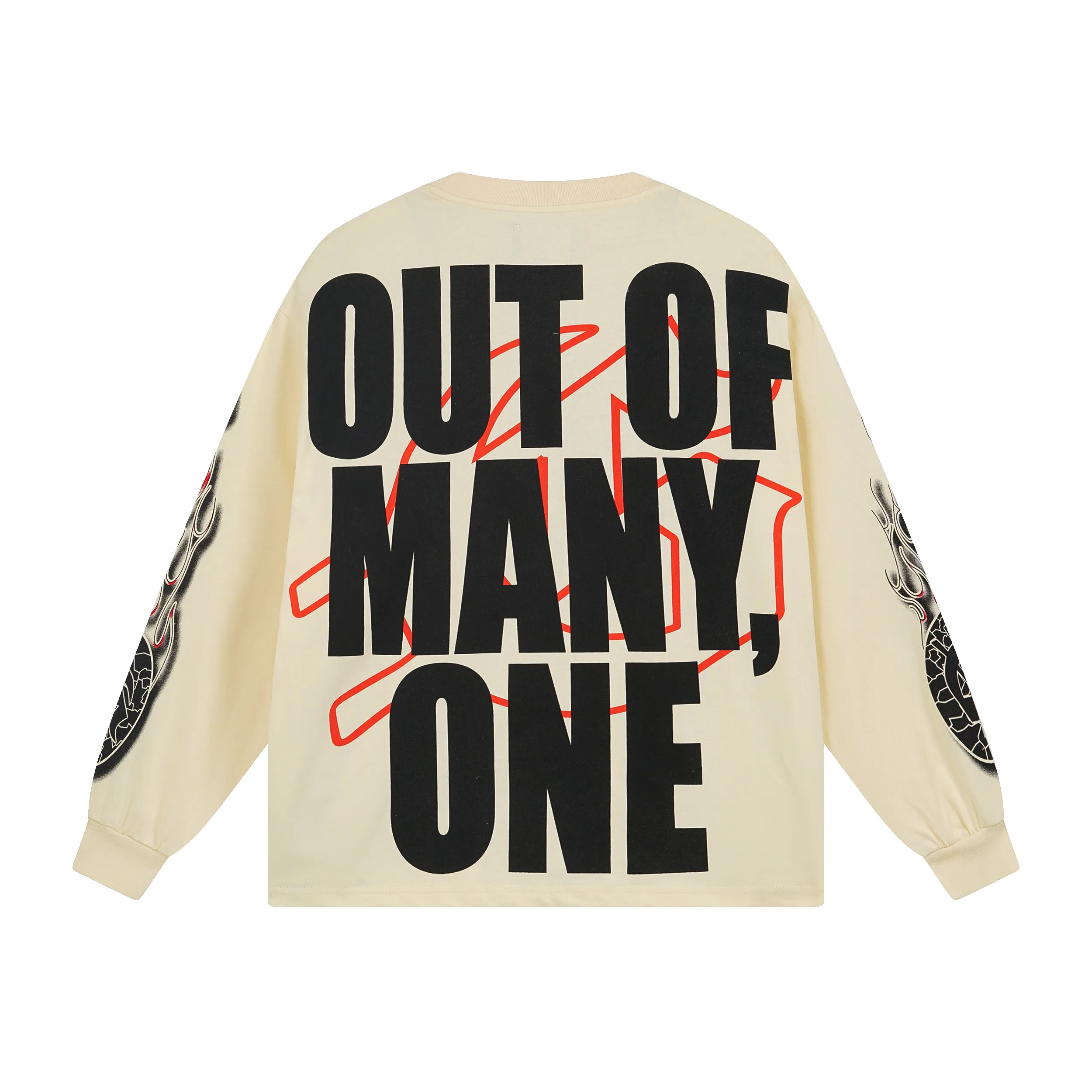 3098# P140 Real shot of Godspeed American fashion rock street pure cotton loose bottoming long-sleeved T-shirt long T. Fabric: 270g 32 count fine cotton double yarn pure cotton Color: apricot Size: S M L XL