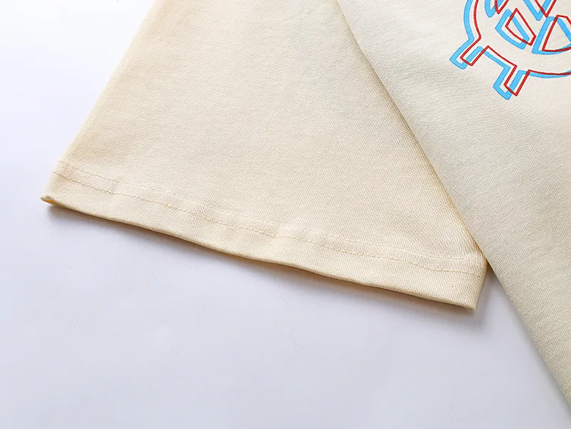 3138# P106 Real shot Godspeed American fashion rock street retro loose printed cotton short sleeves Fabric: 240g 32 count fine cotton double yarn pure cotton Color: apricot Size: S M L XL