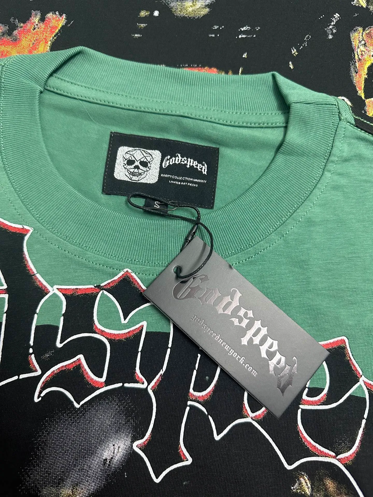 5316#pine cypress green I P104 Godspeed cross-border American rock and roll street washed retro style short-sleeved T (craft printing) fabric (fabric): 32 counts combed double yarn 240 grams weight code number (size): S-M-L-XL color (colour): pine cypress green