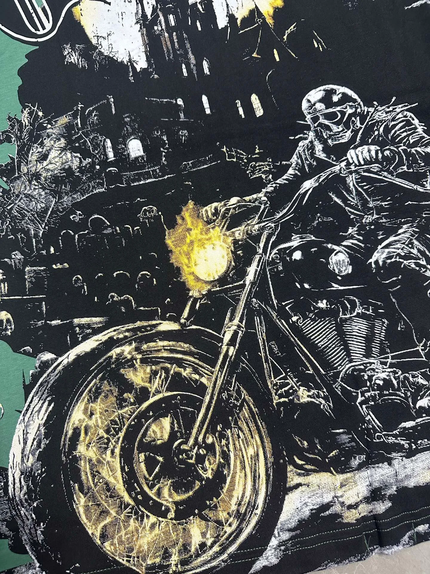 5306#pine cypress green | P106 Godspeed cross-border American rock and roll street washed retro style short-sleeved T (craft printing) fabric (fabric): 32 count combed double yarn 240 grams weight code (size): S-M-L-XL color (colour): pine cypress green 👉