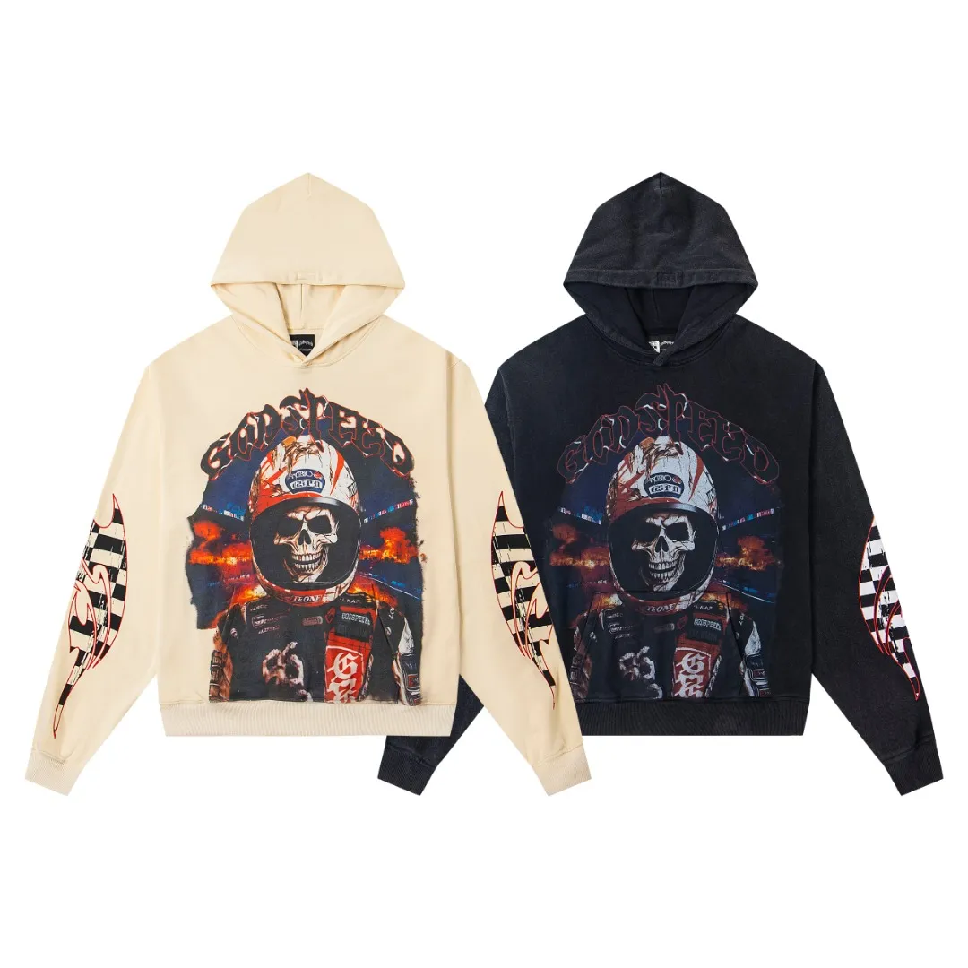 G07# GodSpeed ​​white ink direct spray sweatshirt S-XL washed black P236 apricot P226