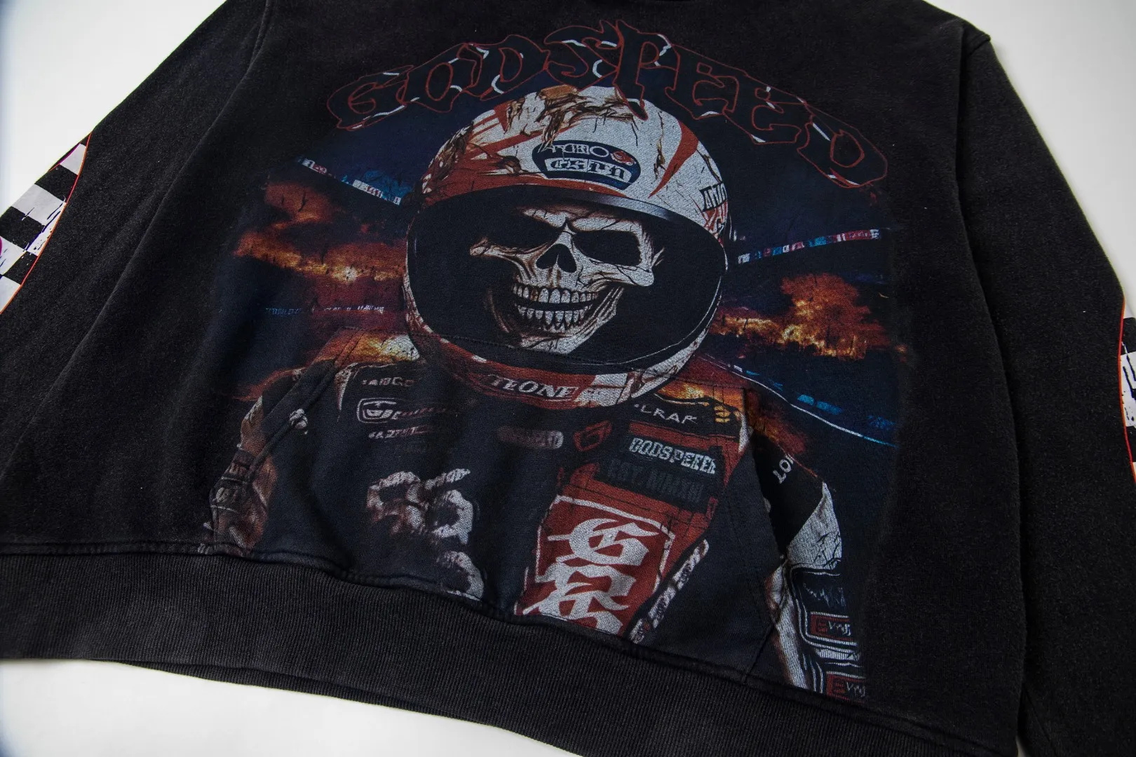 G07# GodSpeed ​​white ink direct spray sweatshirt S-XL washed black P236 apricot P226