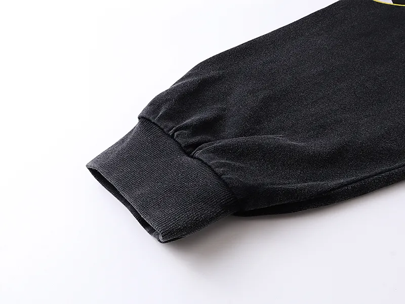 1105# P160 Washed Black Real Shot Godspeed American Fashion Rock Street Retro Washed Distressed Printed Pure Cotton Short Sleeves Fabric: 270g 32 Count Fine Cotton Double Yarn Pure Cotton Color: Washed Black Size: S M L XL