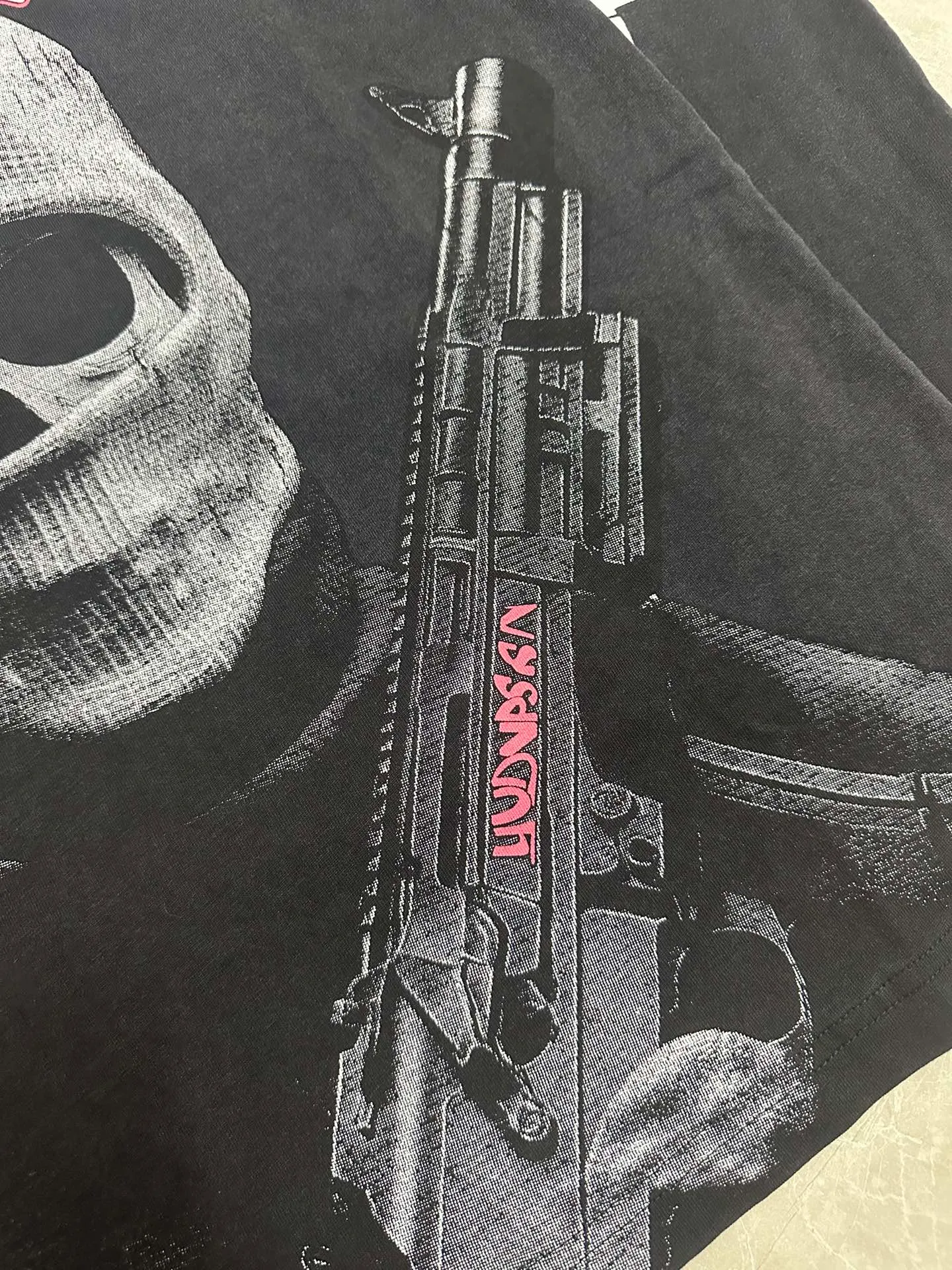 6129# Washed black I P116 Real stock (American fashion niche) - New Godspeed cross-border American rock street washed retro style short-sleeved T (craft printing) Fabric (fabric): 32 counts combed double yarn 250 grams weight Size (size): S-M-L-XL Color (colour): Washed black