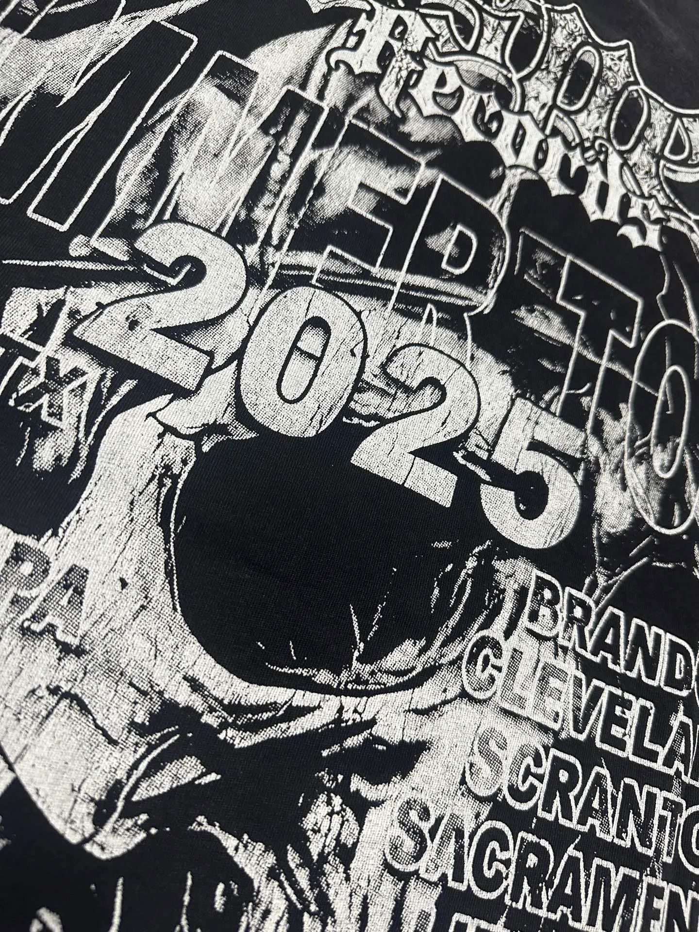 6130# Washed Black I P116 Real Spot (Beautiful Fashion Niche) - New Godspeed Cross-Border American Rock Street Washed Retro Style Short Sleeve T (Craft Printing) Fabric: 32 Count Combed Double Yarn 250g Weight Size: S-M-L-XL Color: Washed Black