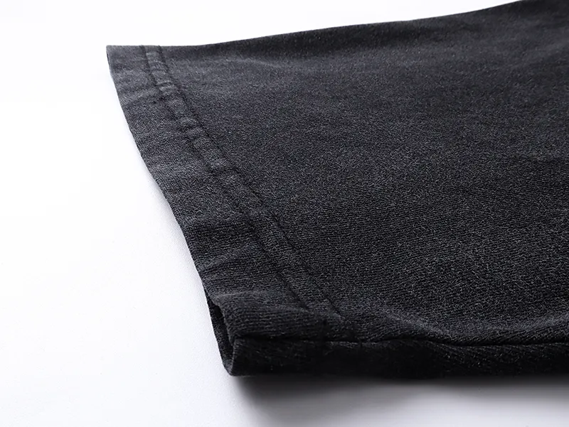 1089# P126 Washed Black Real Shot Godspeed American Fashion Rock Street Retro Washed Distressed Printed Cotton Short Sleeves Fabric: 250g 32 Count Fine Cotton Double Yarn Pure Cotton Color: Washed Black Size: S M L XL