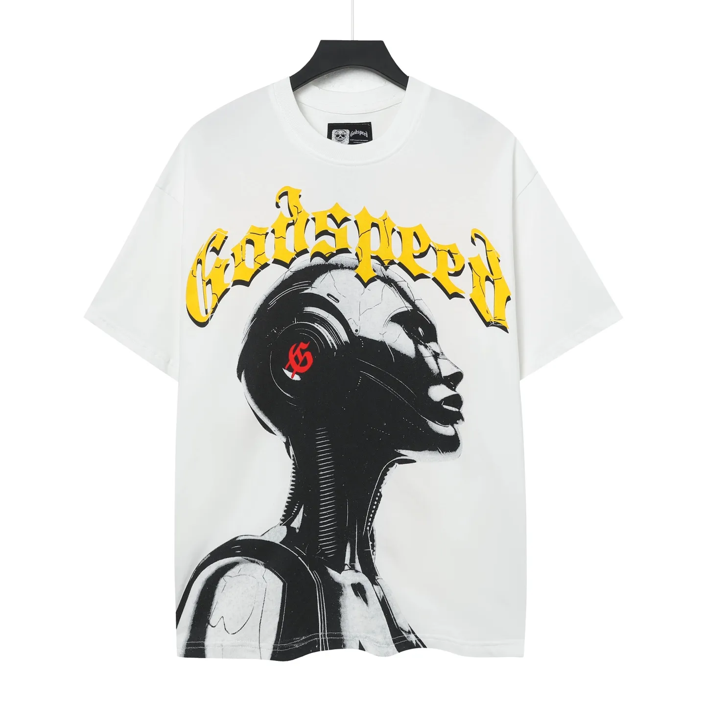 5007#White/Apricot｜P104 Godspeed cross-border American rock and roll street washed retro style short-sleeved T (craft printing) fabric (fabric): 32-count combed double yarn 240 grams weight code number (size): S-M-L-XL color (colour): white, apricot,
