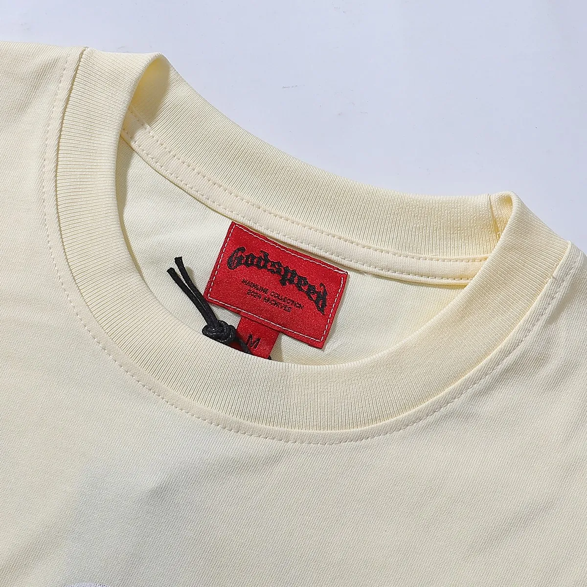 No. 7018, American street Godspeed skateboard skull boy print high quality double yarn pure cotton casual short-sleeved T-shirt batch 110 Color: black, white, apricot; Size: S M L XL