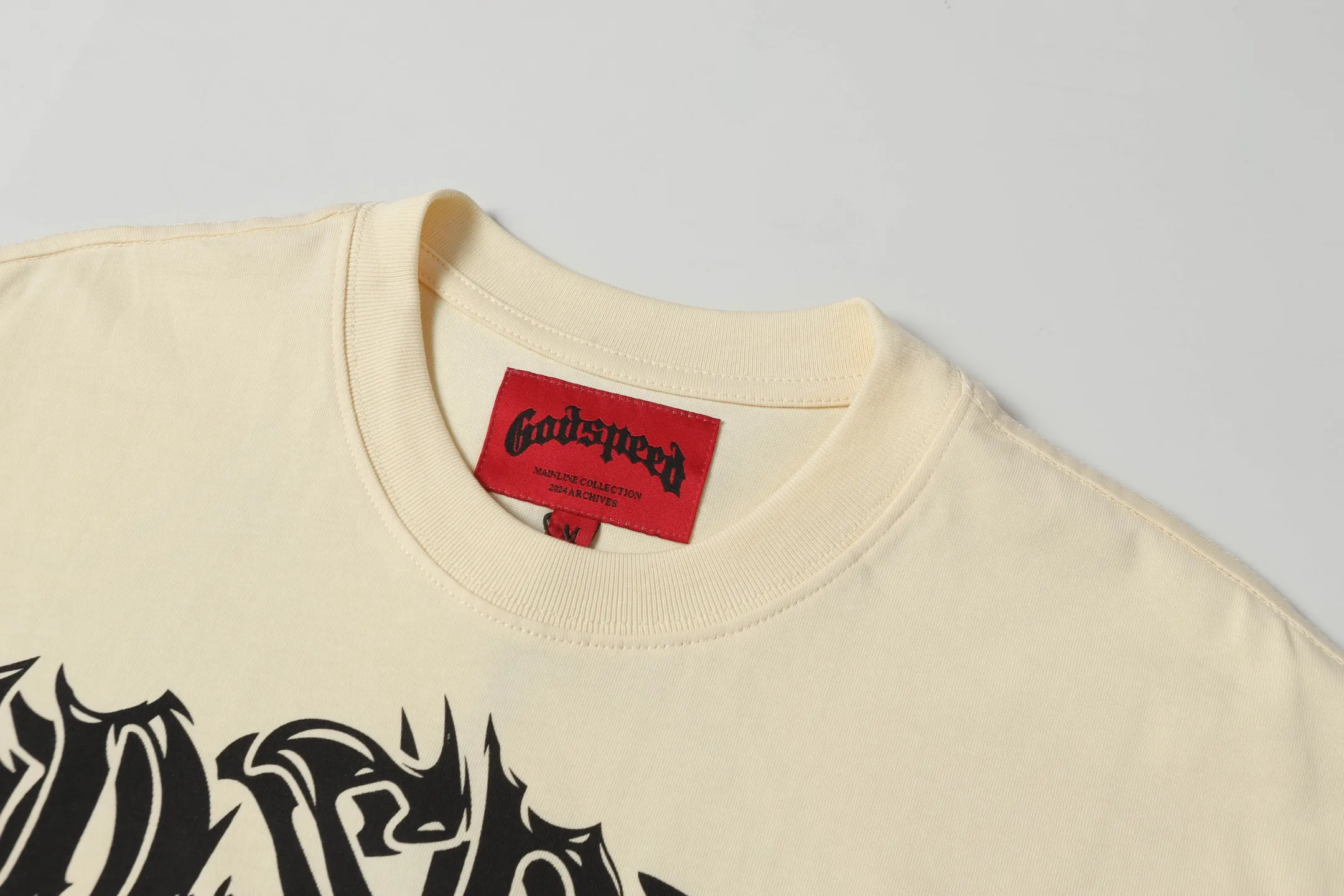 5059#Apricot｜P104 Godspeed cross-border American rock and roll street washed retro style short-sleeved T (craft printing) fabric (fabric) 32 count combed double yarn 240 grams weight code number (size): S-M-L-XL color (colour): apricot