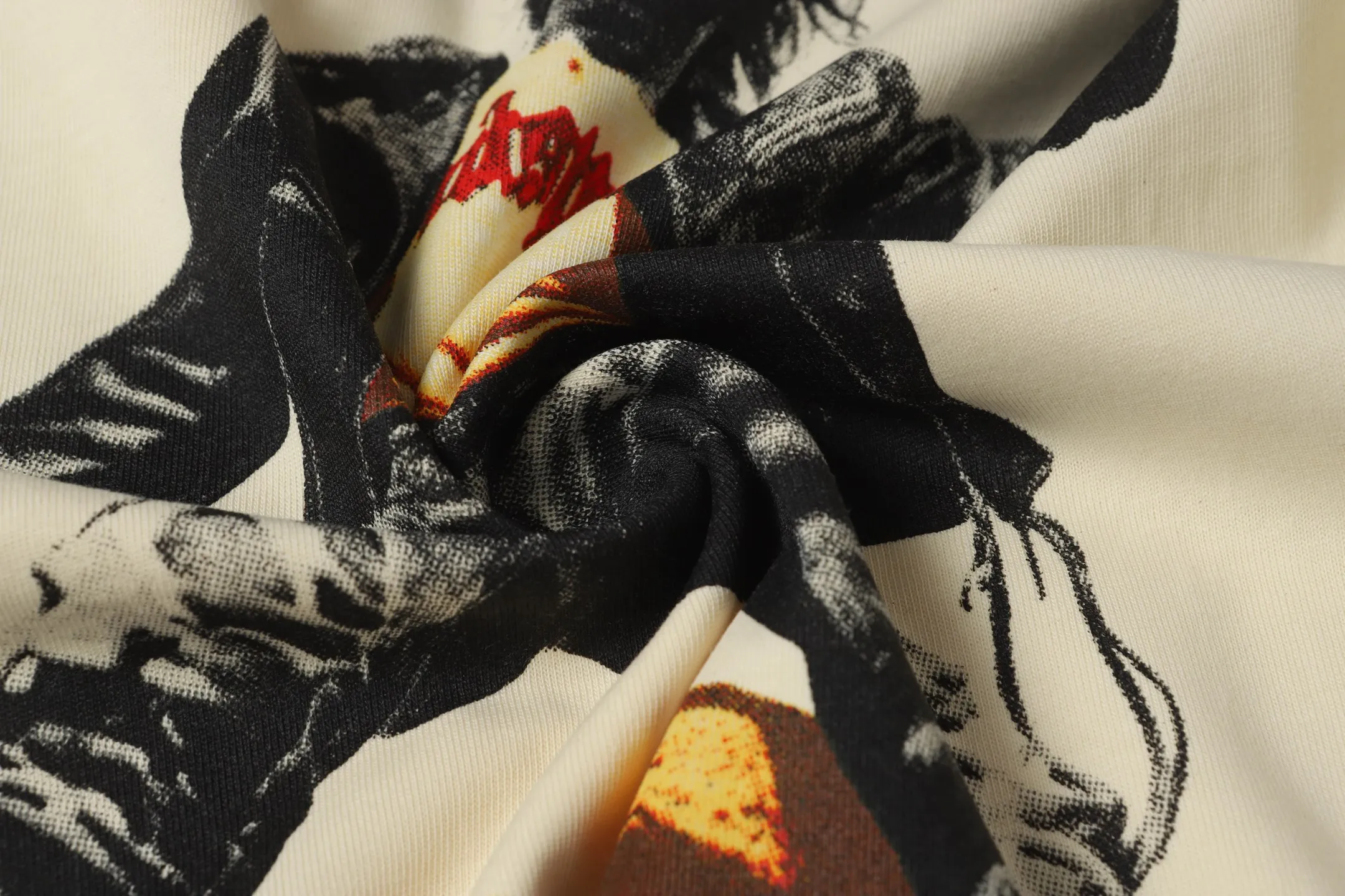 5059#Apricot｜P104 Godspeed cross-border American rock and roll street washed retro style short-sleeved T (craft printing) fabric (fabric) 32 count combed double yarn 240 grams weight code number (size): S-M-L-XL color (colour): apricot