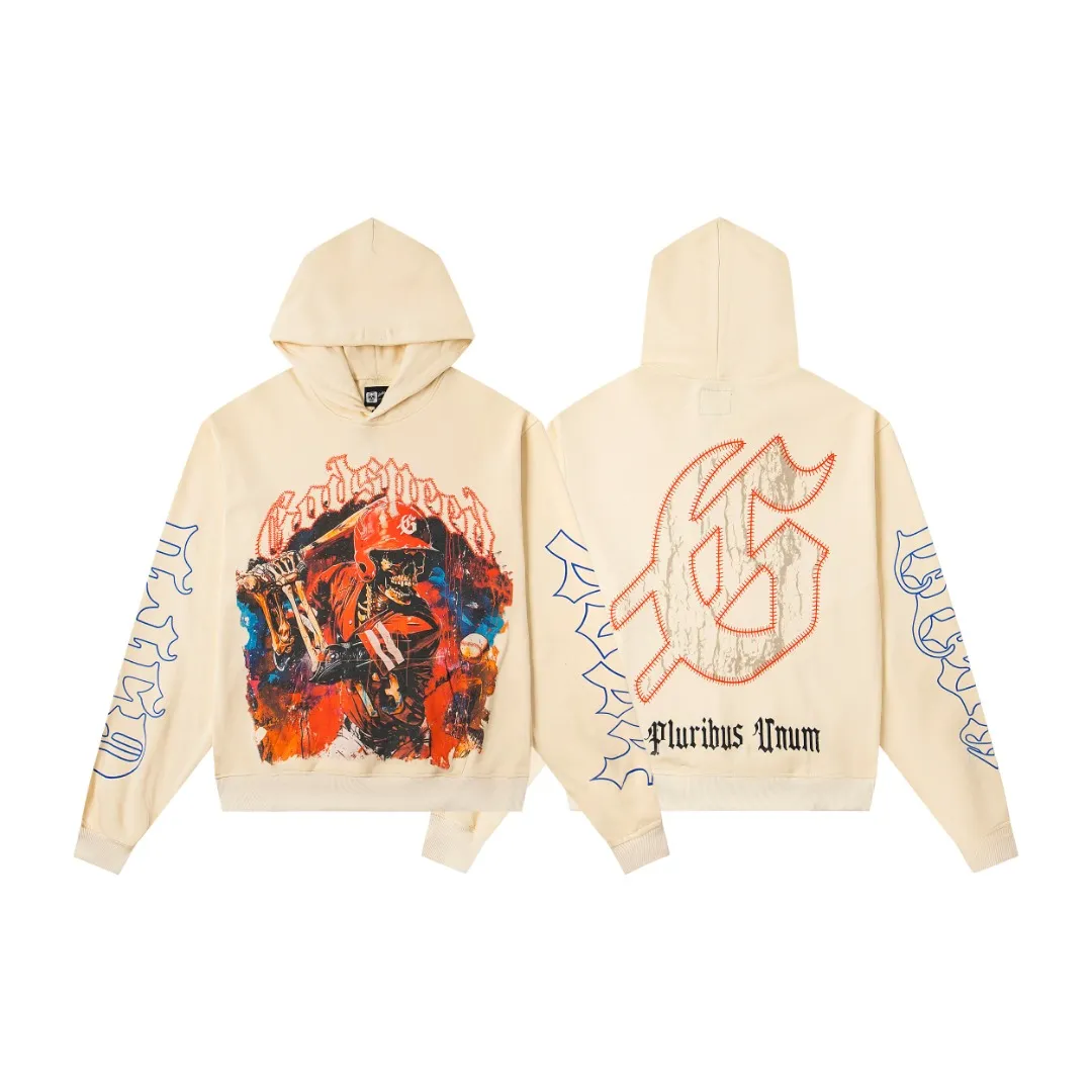 G09# GodSpeed ​​white ink direct spray sweatshirt S-XL apricot P226