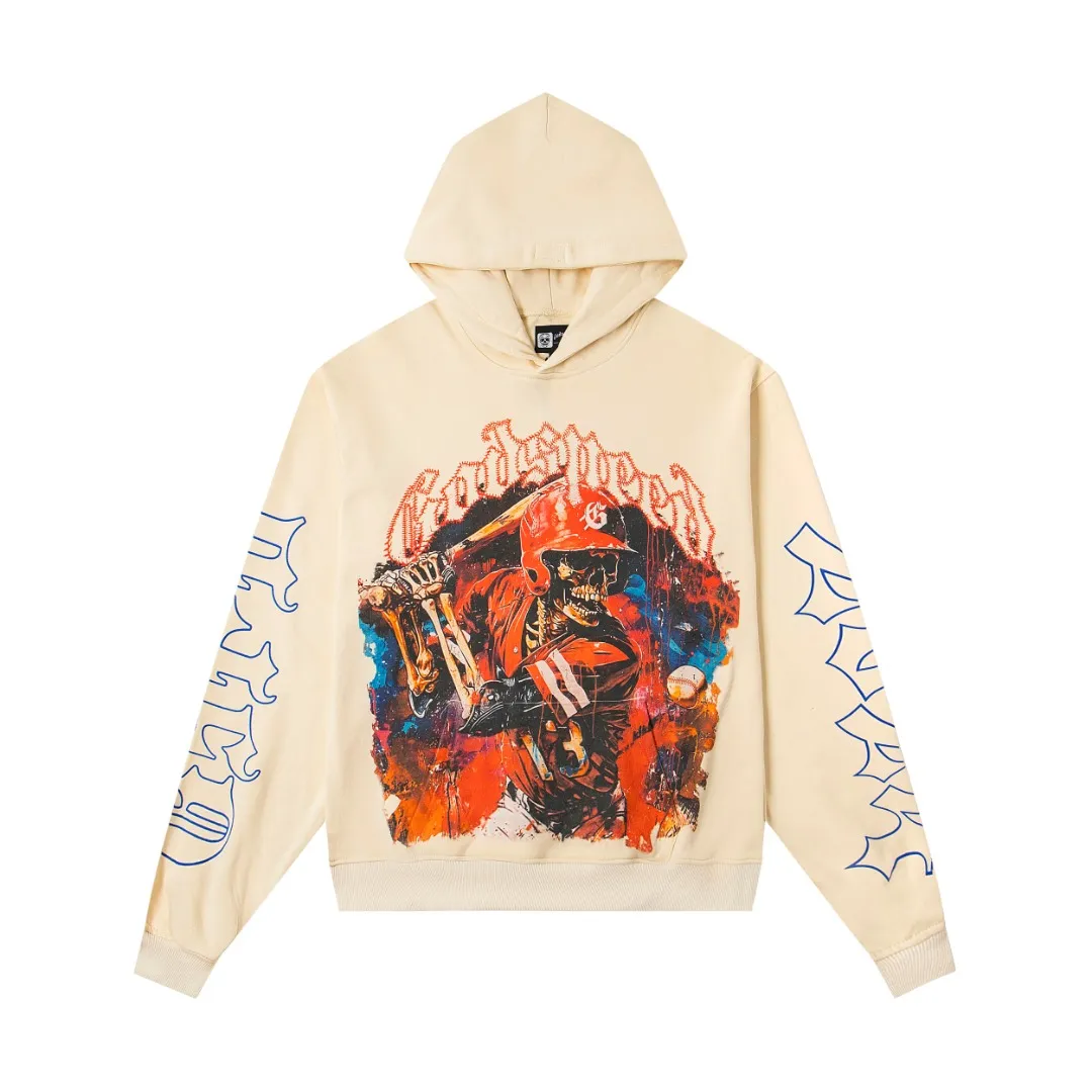 G09# GodSpeed ​​white ink direct spray sweatshirt S-XL apricot P226