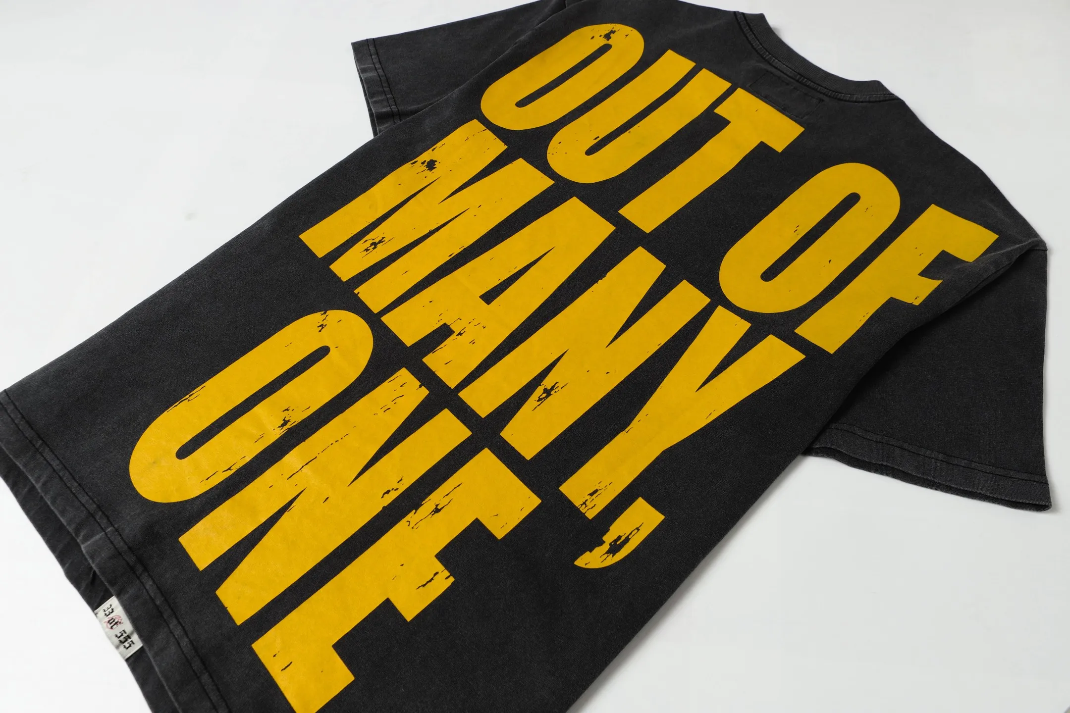 6070# washed black I P116 Godspeed cross-border American rock and roll street washed retro style short-sleeved T (craft printing) fabric (fabric): 32 count combed double yarn 250 grams weight code number (size): S-M-L-XL color (colour): washed black 👉