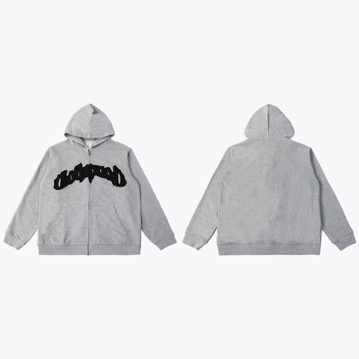 Jacket black P256 Gray P250 Trousers black 98 Gray 95 Real shot Godspeed American fashion street retro washed distressed beaded hooded cardigan sweatshirt Color: Washed black Gray Size: S M L Size: S M L XL