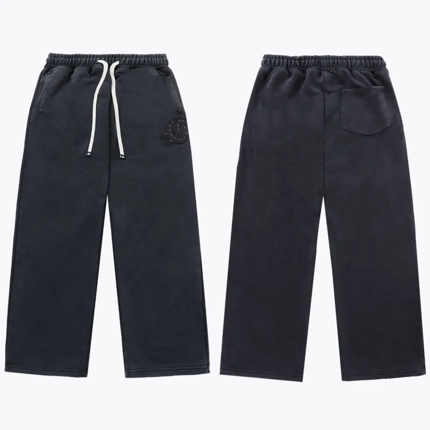 Jacket black P256 Gray P250 Trousers black 98 Gray 95 Real shot Godspeed American fashion street retro washed distressed beaded hooded cardigan sweatshirt Color: Washed black Gray Size: S M L Size: S M L XL