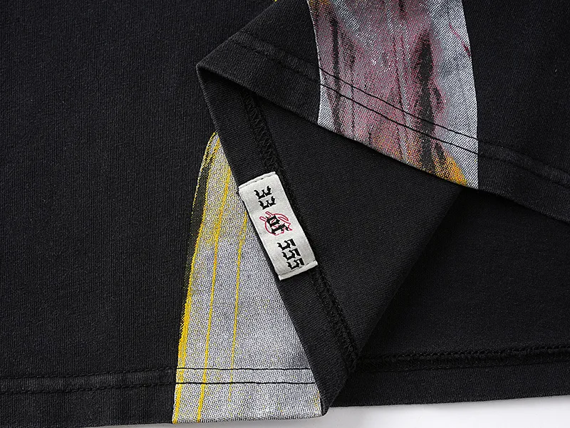 1158# P160 Washed Black Real Shot Godspeed Beauty Street Retro Washed and Distressed Pure Cotton Long T Fabric: 270g 32 Count Fine Cotton Double Yarn Pure Cotton Color: Washed Black Size: S M L XL