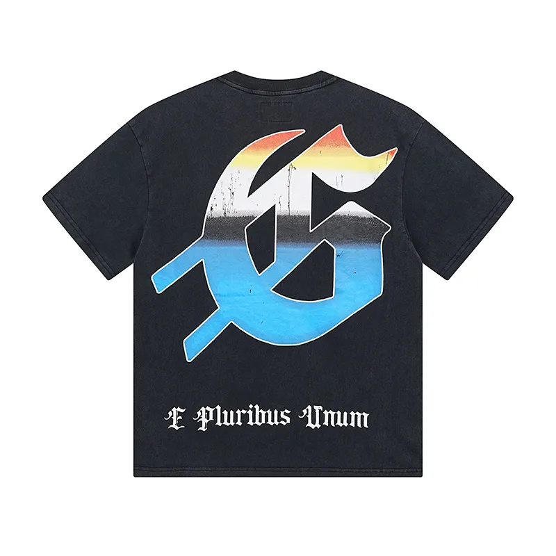 6015#washed black/washed blue ｜P116 Godspeed cross-border American rock and roll street washed retro style short-sleeved T (craft print) fabric (fabric): 32 count combed double yarn 250g weight size (size): S-M-L-XL color (colour): washed black/washed blue/ 👉 👉 👉