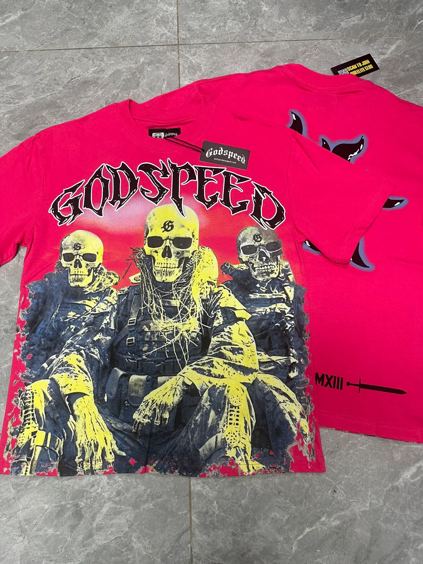 5067#Rose Red | P104 Godspeed cross-border American rock and roll street washed retro style short-sleeved T (craft printing) fabric (fabric) 32-count combed double yarn 240 grams weight code number (size): S-M-L-XL color (colour): rose red