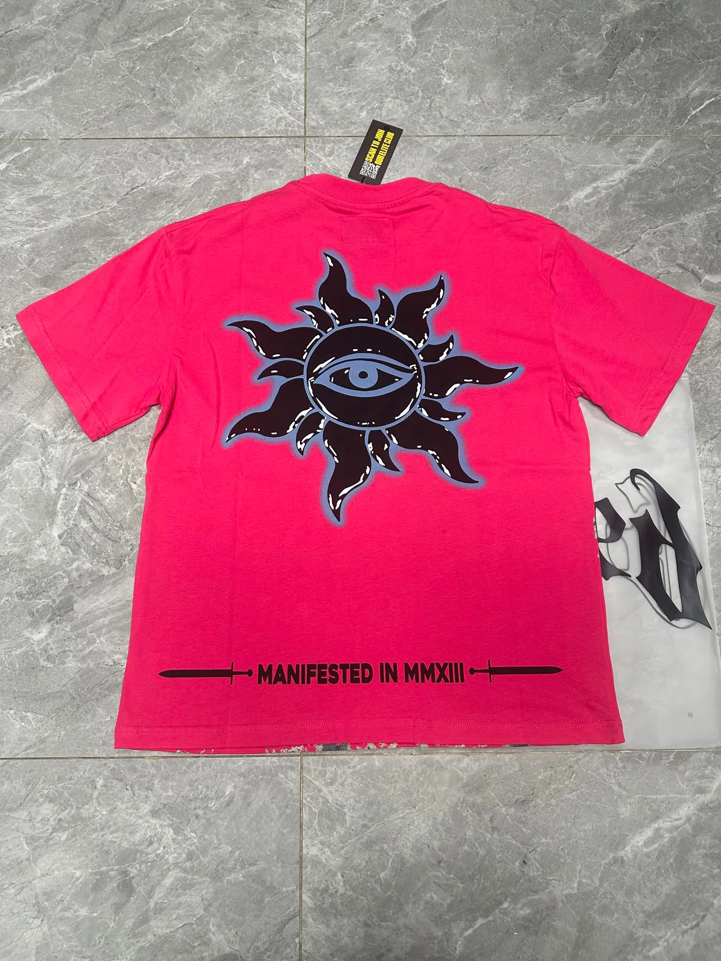 5067#Rose Red | P104 Godspeed cross-border American rock and roll street washed retro style short-sleeved T (craft printing) fabric (fabric) 32-count combed double yarn 240 grams weight code number (size): S-M-L-XL color (colour): rose red
