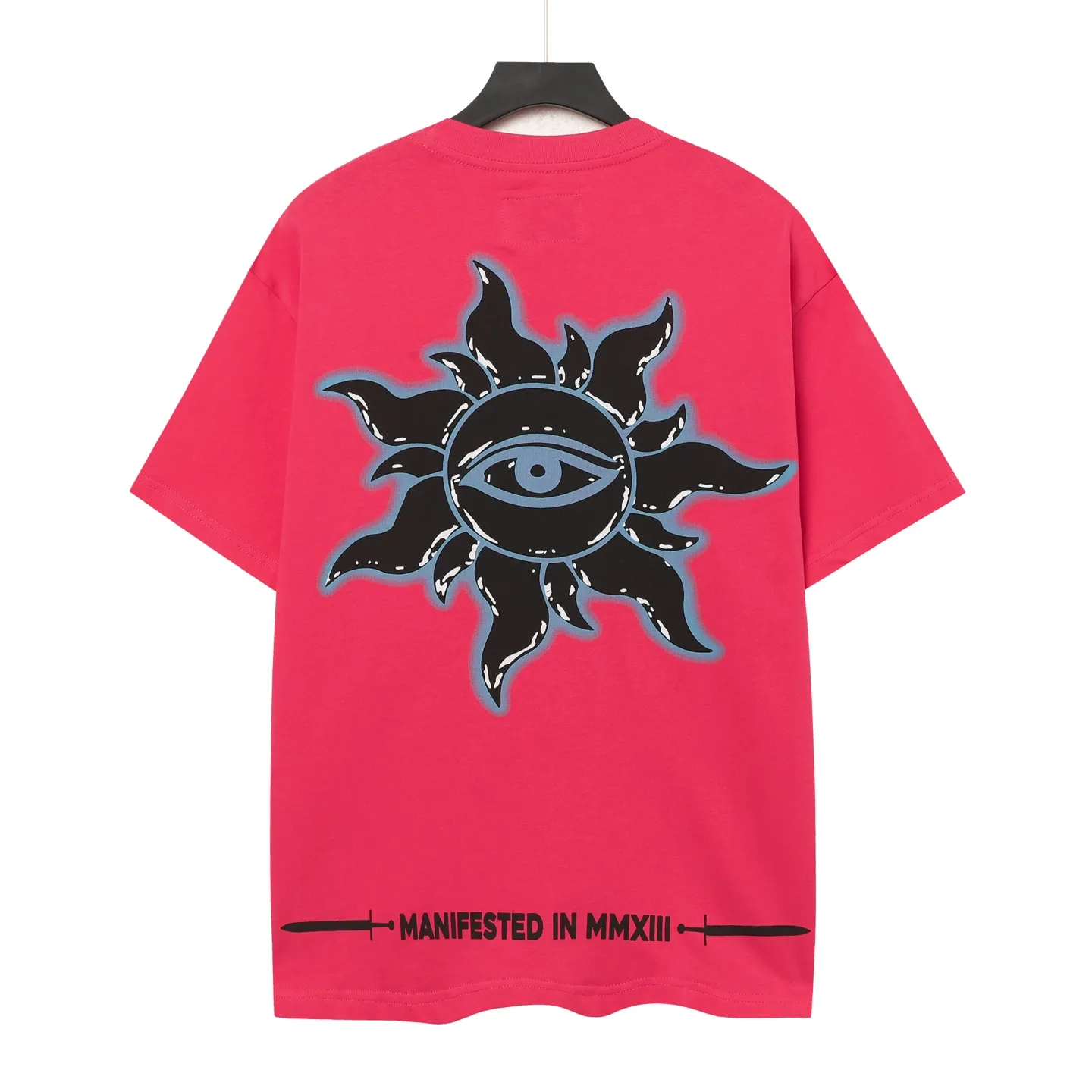 5067#Rose Red | P104 Godspeed cross-border American rock and roll street washed retro style short-sleeved T (craft printing) fabric (fabric) 32-count combed double yarn 240 grams weight code number (size): S-M-L-XL color (colour): rose red