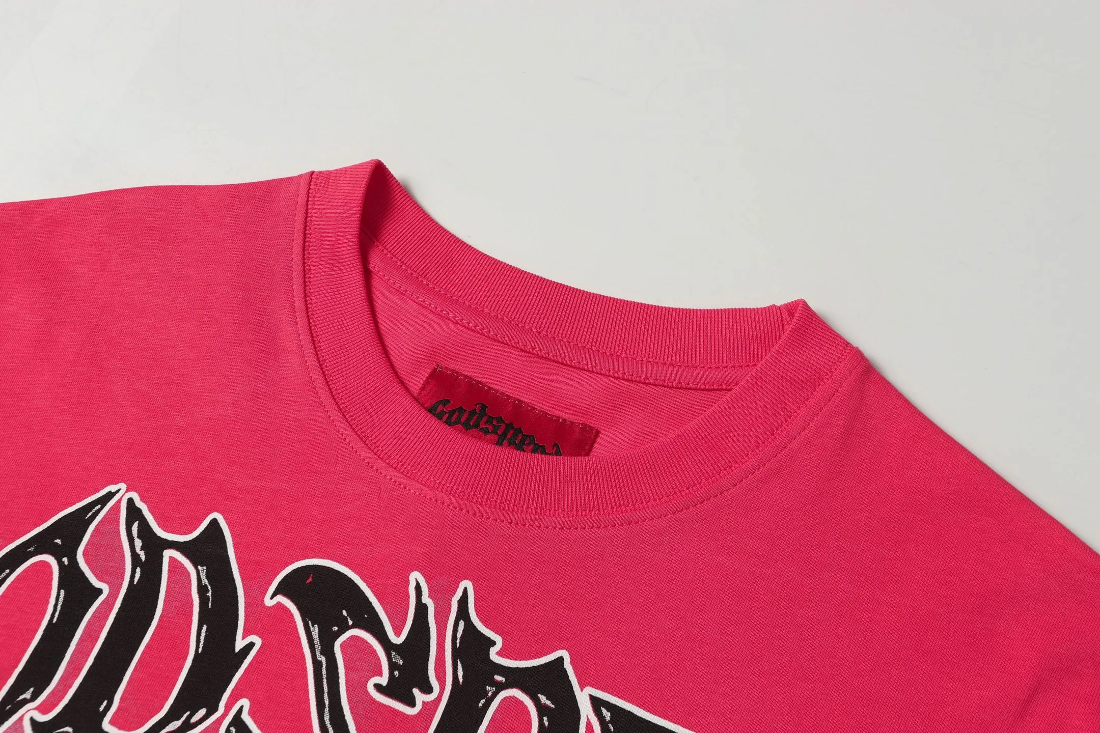 5067#Rose Red | P104 Godspeed cross-border American rock and roll street washed retro style short-sleeved T (craft printing) fabric (fabric) 32-count combed double yarn 240 grams weight code number (size): S-M-L-XL color (colour): rose red