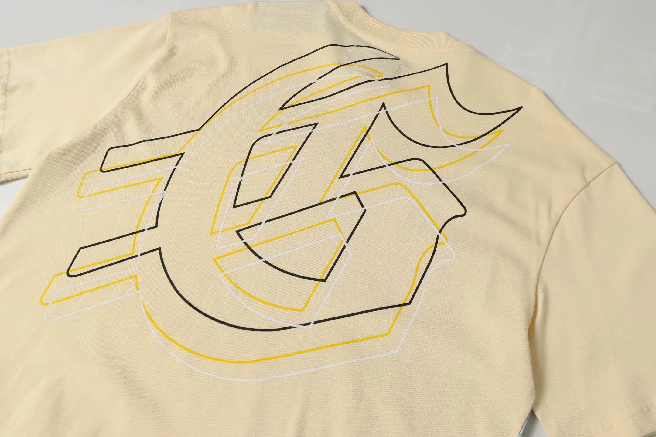 5041#Apricot｜P104 Godspeed cross-border American rock and roll street washed retro style short-sleeved T (craft printing) fabric (fabric) 32 counts combed double yarn 240 grams weight code number (size): S-M-L-XL color (colour): apricot 👉