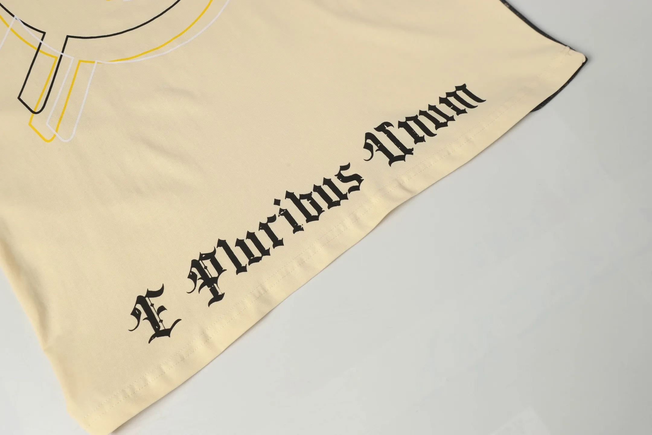 5041#Apricot｜P104 Godspeed cross-border American rock and roll street washed retro style short-sleeved T (craft printing) fabric (fabric) 32 counts combed double yarn 240 grams weight code number (size): S-M-L-XL color (colour): apricot 👉