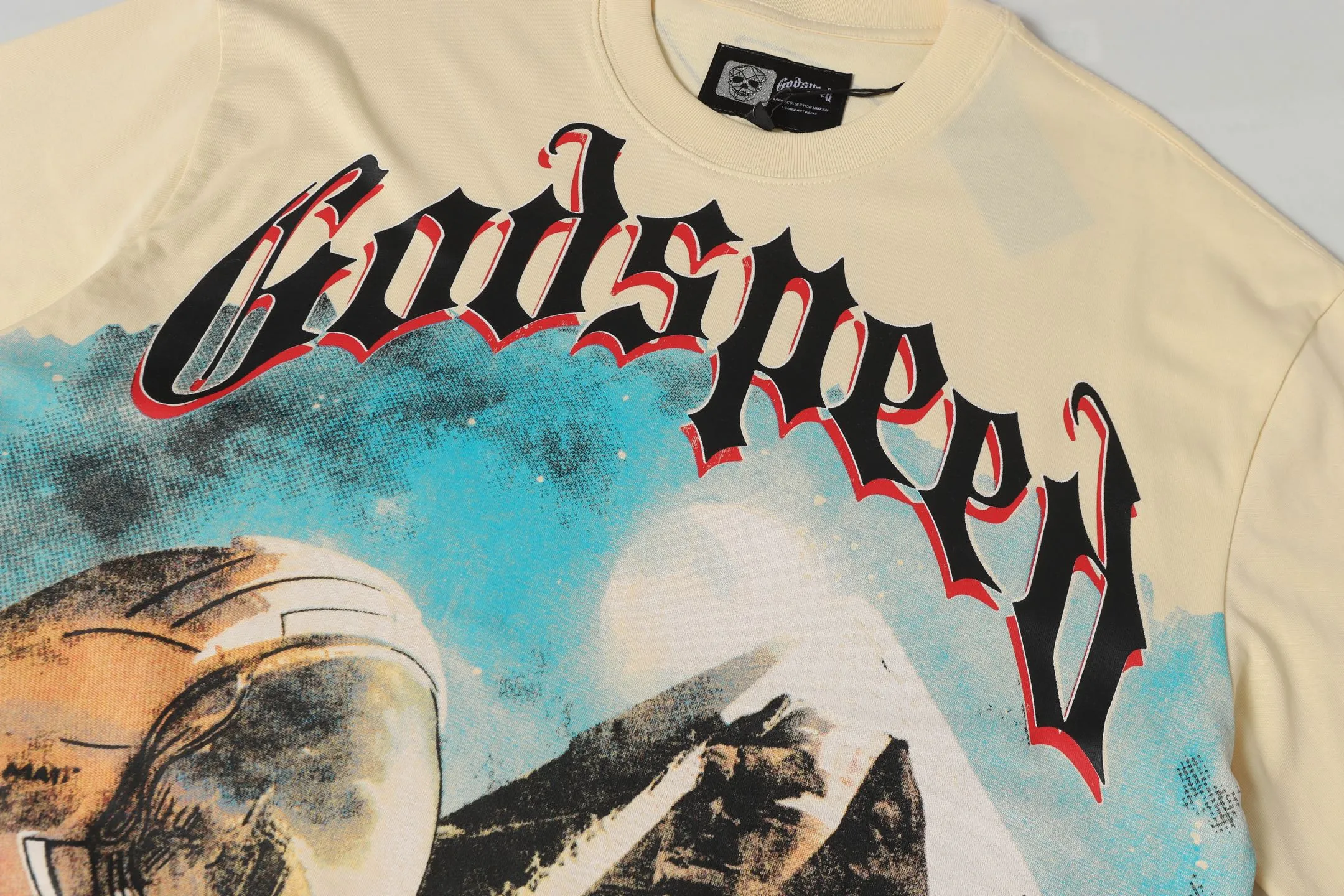 5041#Apricot｜P104 Godspeed cross-border American rock and roll street washed retro style short-sleeved T (craft printing) fabric (fabric) 32 counts combed double yarn 240 grams weight code number (size): S-M-L-XL color (colour): apricot 👉