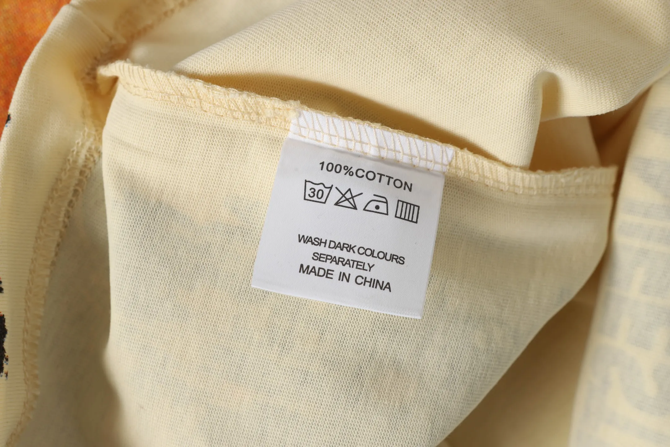 5071#apricot|P104 Godspeed cross-border American rock and roll street washed retro style short-sleeved T (craft printing) fabric (fabric) 32 count combed double yarn 240 grams weight code number (size): S-M-L-XL color (colour): apricot