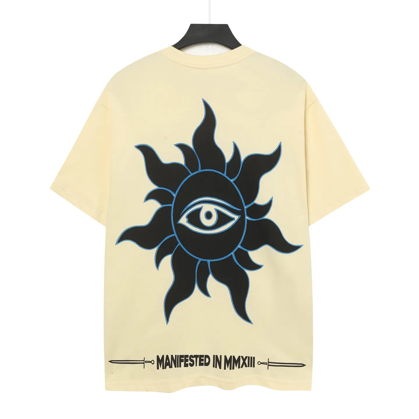 5071#apricot|P104 Godspeed cross-border American rock and roll street washed retro style short-sleeved T (craft printing) fabric (fabric) 32 count combed double yarn 240 grams weight code number (size): S-M-L-XL color (colour): apricot