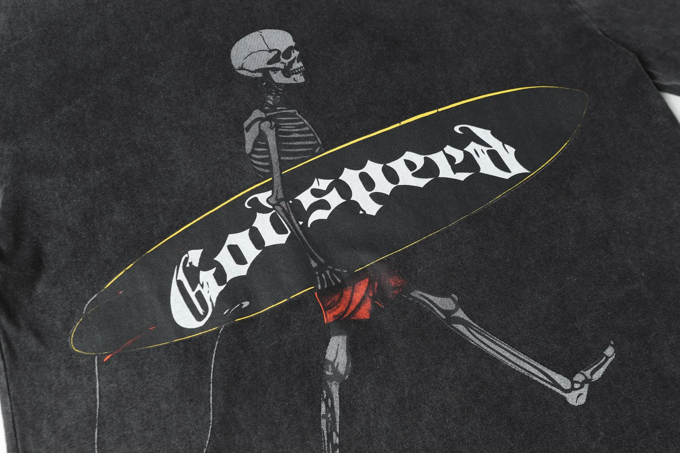 6049# Washed Black｜P116 Godspeed cross-border American rock and roll street washed retro style short-sleeved T (craft print) Fabric (fabric): 32 count combed double yarn 250 grams weight Size (size): S-M-L-XL Color (colour): Washed black 👉