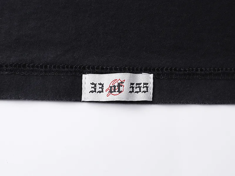 1029# P126 Washed Black Real Shot Godspeed American Fashion Rock Street Retro Washed Distressed Printed Pure Cotton Short Sleeves Fabric: 250g 32 Count Fine Cotton Double Yarn Pure Cotton Color: Washed Black Size: S M L XL