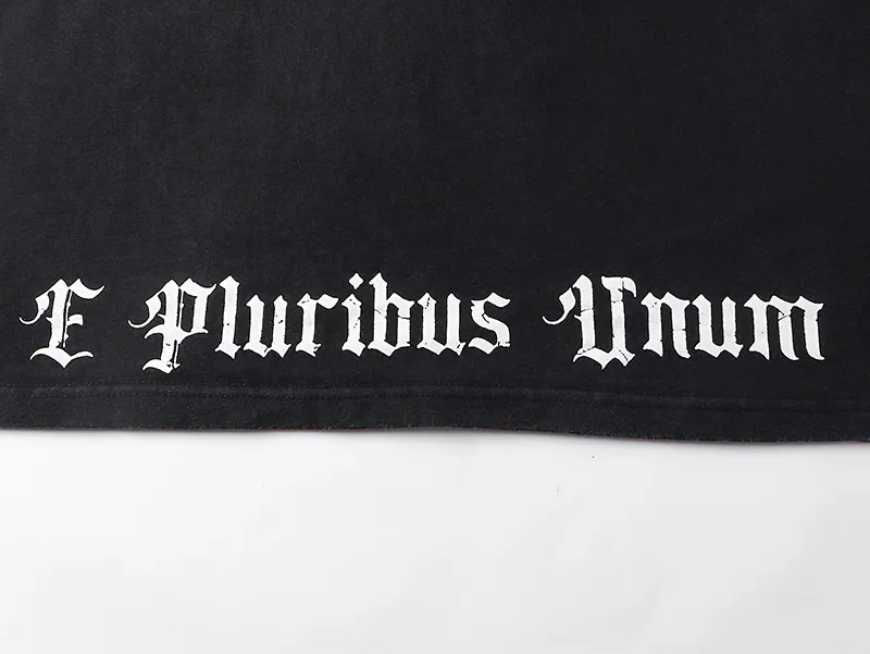 1029# P126 Washed Black Real Shot Godspeed American Fashion Rock Street Retro Washed Distressed Printed Pure Cotton Short Sleeves Fabric: 250g 32 Count Fine Cotton Double Yarn Pure Cotton Color: Washed Black Size: S M L XL