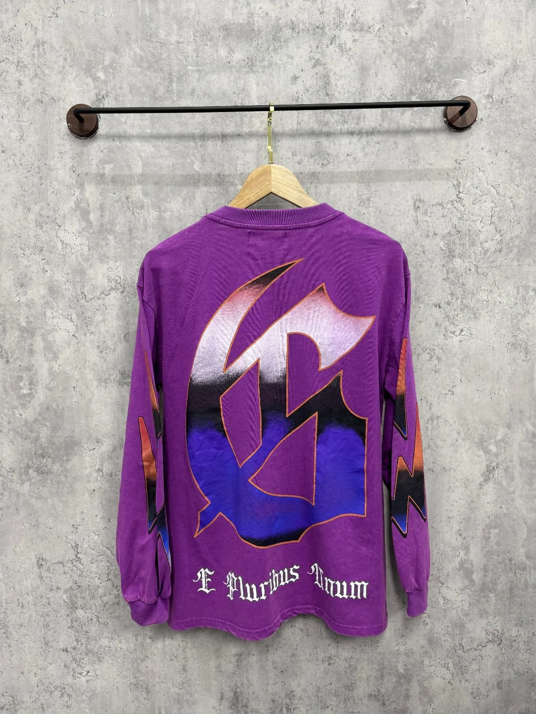 G55# GodSpeed ​​white ink direct spray washed long sleeve S-XL size purple (washed) P156 apricot P146