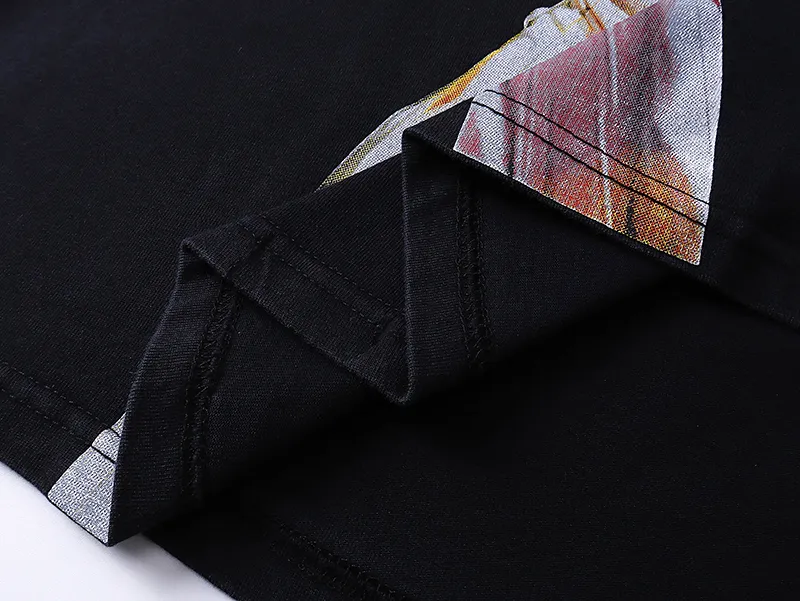 1003#P126 Washed Black Real Shot Godspeed American Fashion Rock Street Retro Washed Distressed Printed Cotton Short Sleeves Fabric: 250g 32 Count Fine Cotton Double Yarn Pure Cotton Color: Washed Black Size: S M L XL