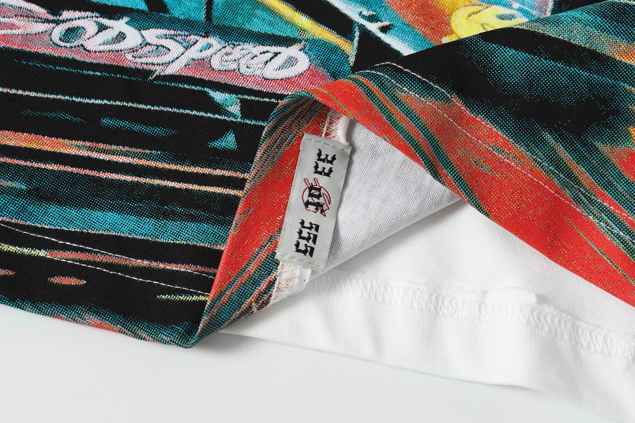 53💰5095# White/Klein Blue｜Godspeed cross-border American rock and roll street washed retro style short-sleeved T (craft print) fabric (fabric): 32-count combed double yarn 240 grams weight code (size): S-M-L-XL color (colour): white, Klein blue