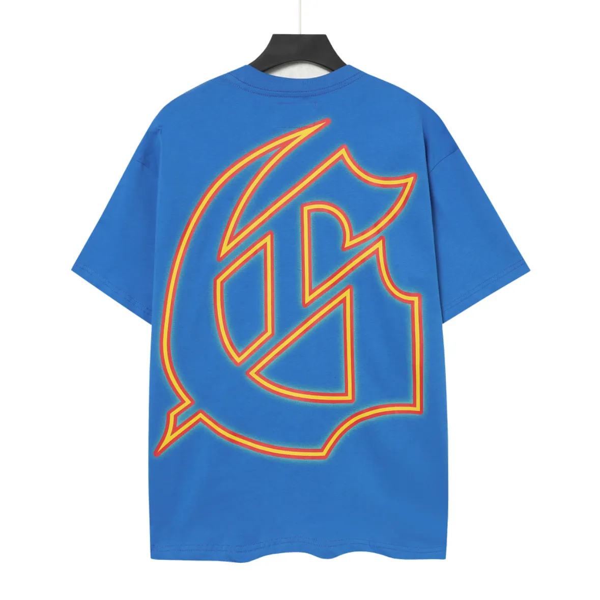 53💰5095# White/Klein Blue｜Godspeed cross-border American rock and roll street washed retro style short-sleeved T (craft print) fabric (fabric): 32-count combed double yarn 240 grams weight code (size): S-M-L-XL color (colour): white, Klein blue