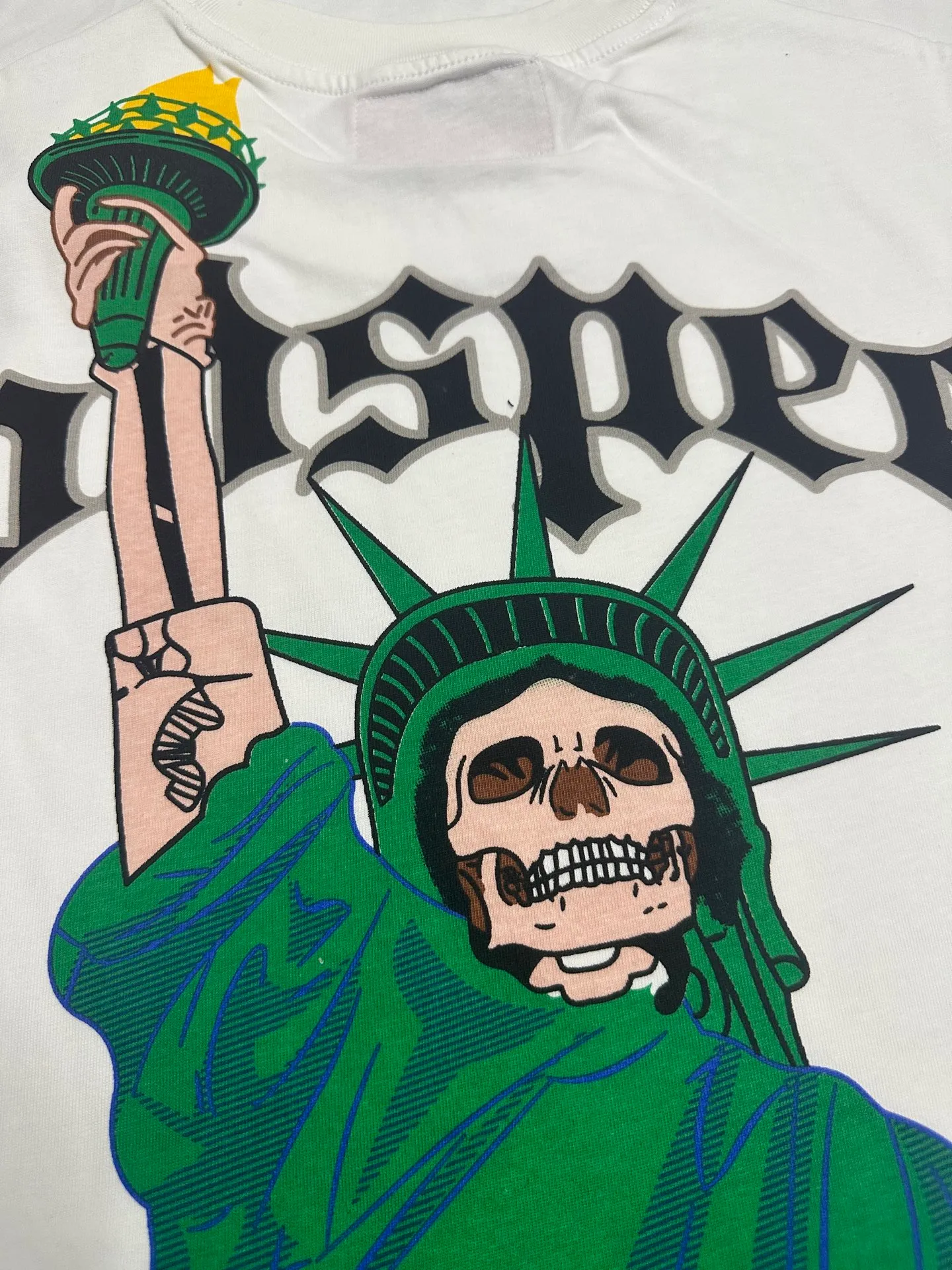 5121# White | P104 Godspeed cross-border American rock and roll street washed retro style short-sleeved T (craft printing) fabric (fabric): 32-count combed double yarn 240 grams weight code number (size): S-M-L-XL color (colour): white