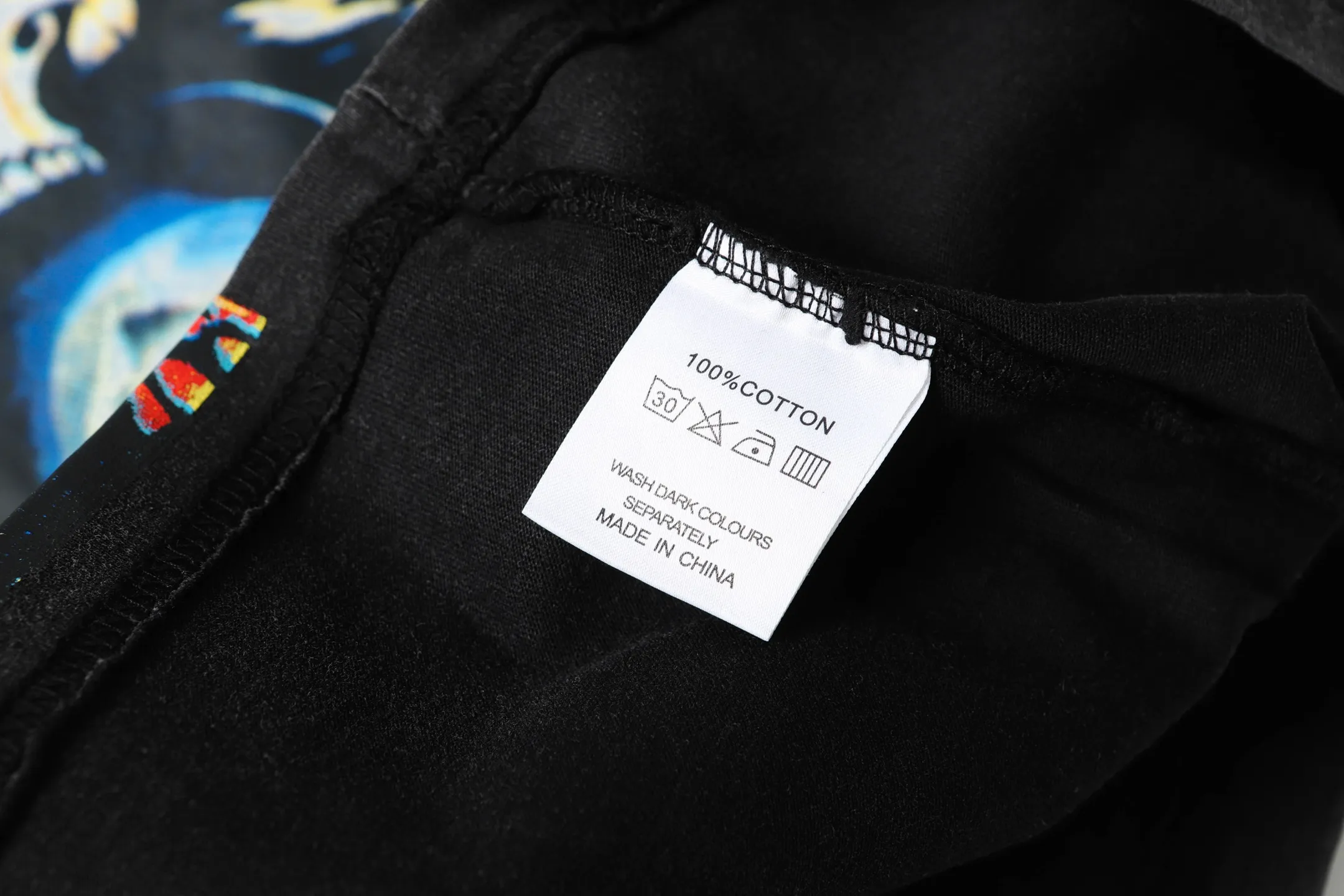 6011#washed black｜P116 Godspeed cross-border American rock and roll street washed retro style short-sleeved T (craft printing) fabric (fabric): 32 count combed double yarn 250g weight code number (size): S-M-L-XL color (colour): washed black