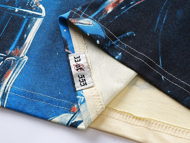 3126# P106 Real shot Godspeed American fashion rock street retro loose printed cotton short sleeves Fabric: 240g 32 count fine cotton double yarn pure cotton Color: apricot Size: S M L XL